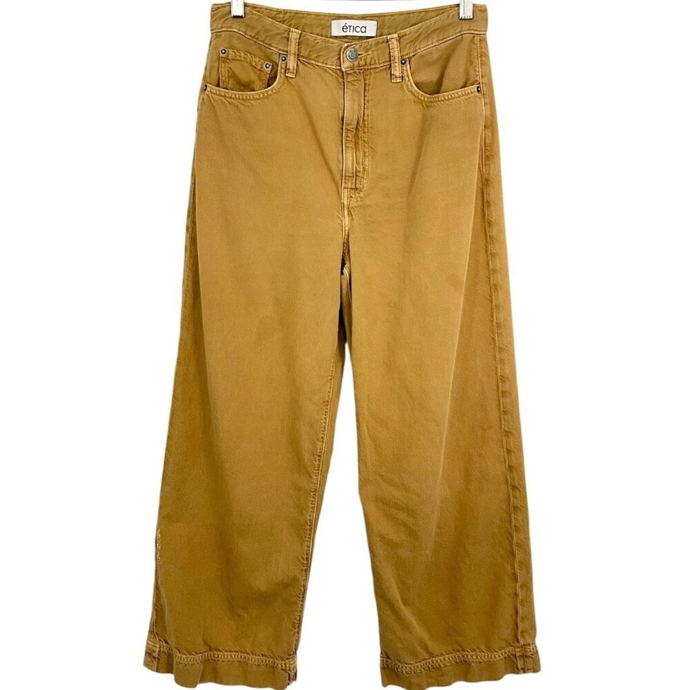 ETICA Devon Wide Leg Denim Pants Brown Russet Jeans Cropped  Size 28 *READ*